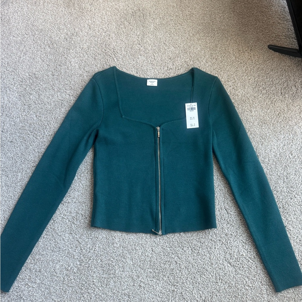 Abercrombie Teal Zip-Up Long Sleeve Top